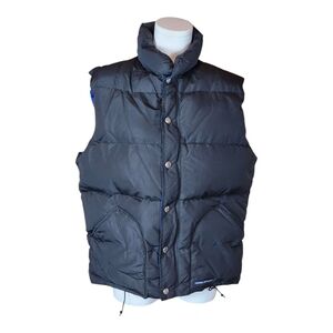 Vintage Sierra Designs Goose Down Puffer Vest Black Blue Insulated Outdoor